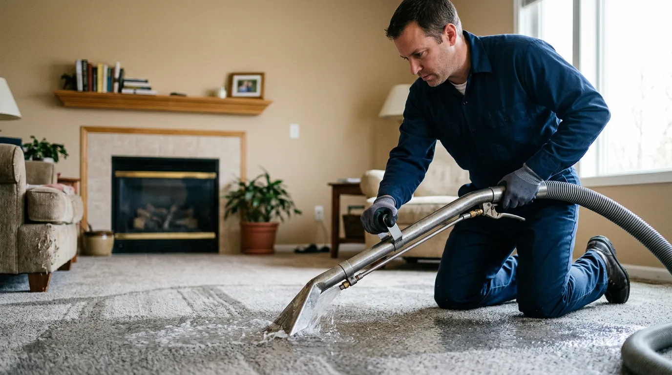 Water damage restoration technician working near Mondamin, IA
